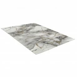 Teppich - grau-gold - marmoriert - 80x150 cm