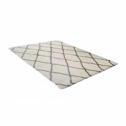 Hochflorteppich - creme-grau - 80x150 cm