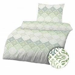 Biber-Bettwäsche - lindgrün-weiß - 135x200 cm -Heimtextilien Verkäufe 2644000134 09 1600Wx1600H