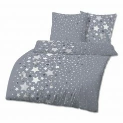 Biber-Bettwäsche - grau - 135x200 cm