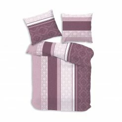 Biber-Bettwäsche - burgund-rosa - 135x200 cm