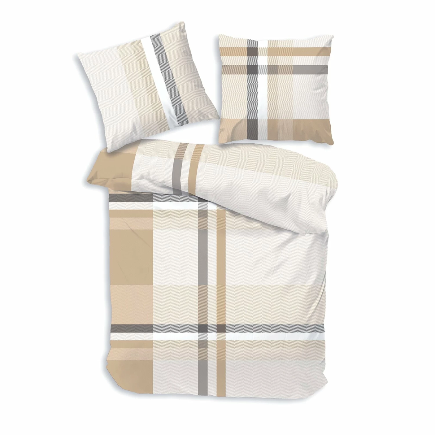 Biber-Bettwäsche - beige-weiß - 135x200 cm 3 Biber-Bettwäsche - beige-weiß - 135x200 cm