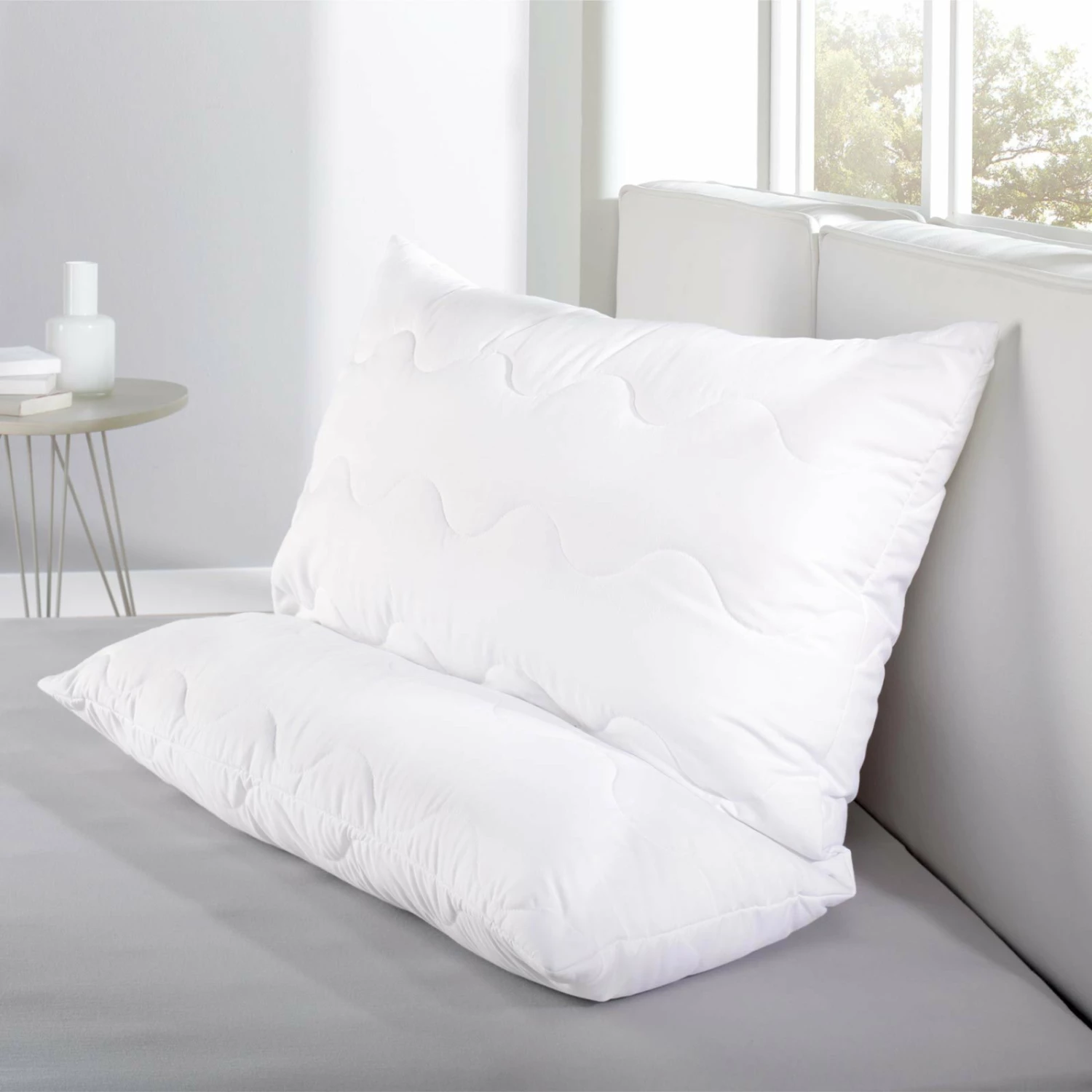 Kopfkissen - weiß - Baumwolle - 80x80 cm 4 Kopfkissen - weiß - Baumwolle - 80x80 cm – Bild 2