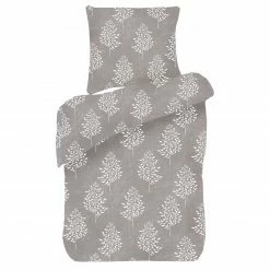 Bio-Baumwoll-Bettwäsche - grau - Blatt - 135x200 cm
