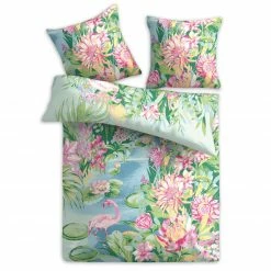 Baumwoll-Bettwäsche - Seerosen - bunt - 135x200 cm