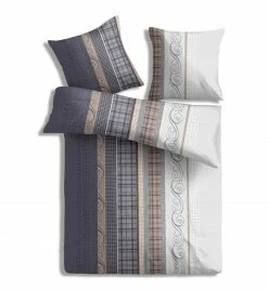 Baumwoll-Bettwäsche - grau - 135x200 cm