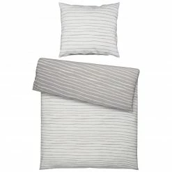 Baumwoll-Bettwäsche - silber - 135x200 cm