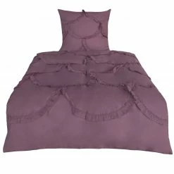 Baumwoll-Bettwäsche - mauve - 135x200 cm