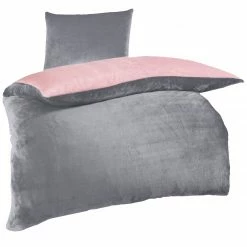 Flanell-Bettwäsche - rose-grau - 135x200 cm