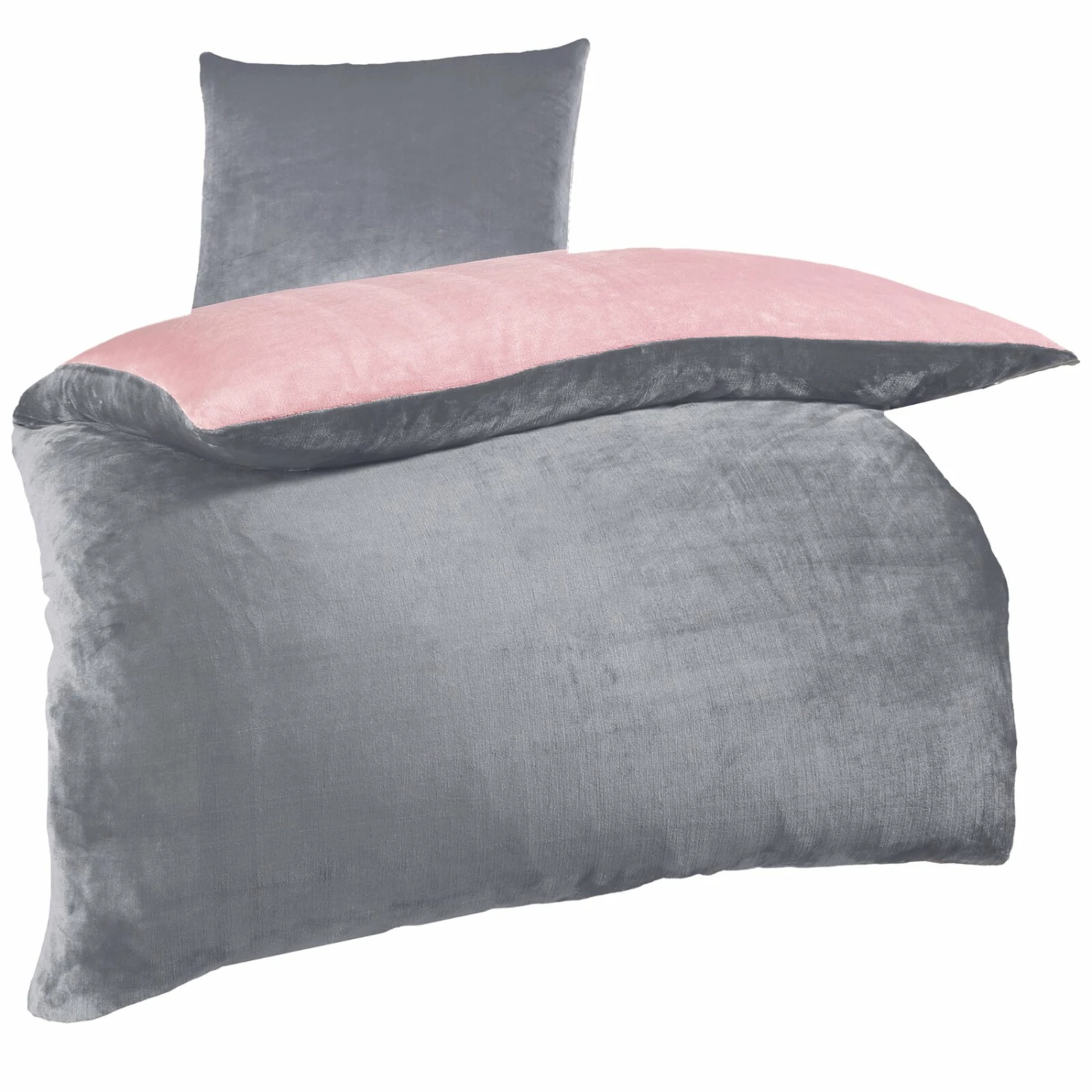 Flanell-Bettwäsche - rose-grau - 135x200 cm 3 Flanell-Bettwäsche - rose-grau - 135x200 cm