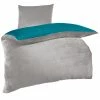 Flanell-Bettwäsche - silber-petrol - 135x200 cm -Heimtextilien Verkäufe 2688020310 1600Wx1600H