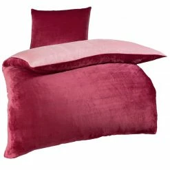 Flanell-Bettwäsche - bordeaux-altrosa - 135x200 cm