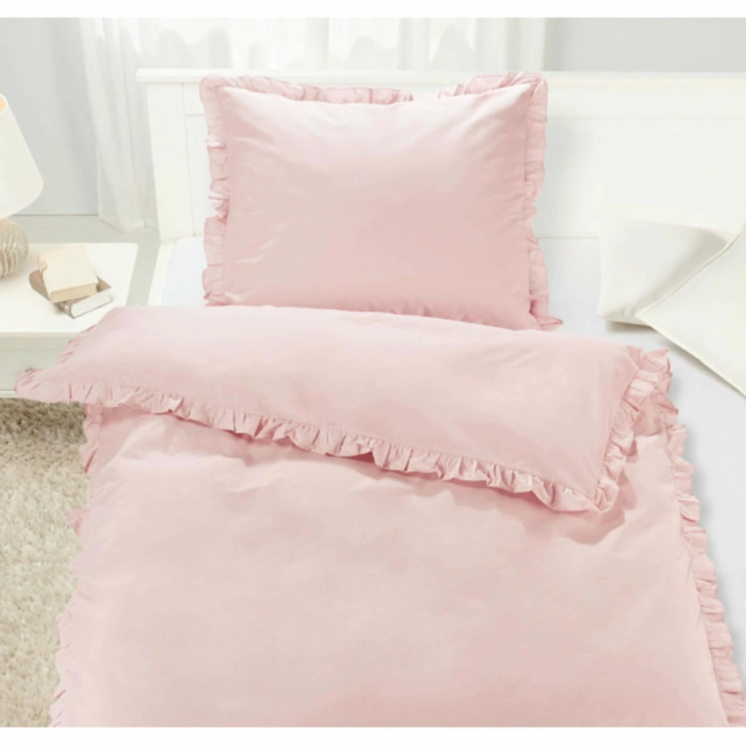 Baumwoll-Bettwäsche - rosa - Rüsche - 135x200 cm 4 Baumwoll-Bettwäsche - rosa - Rüsche - 135x200 cm – Bild 2