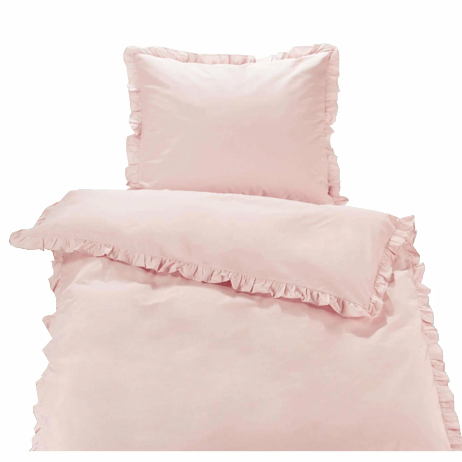 Baumwoll-Bettwäsche - rosa - Rüsche - 135x200 cm 3 Baumwoll-Bettwäsche - rosa - Rüsche - 135x200 cm