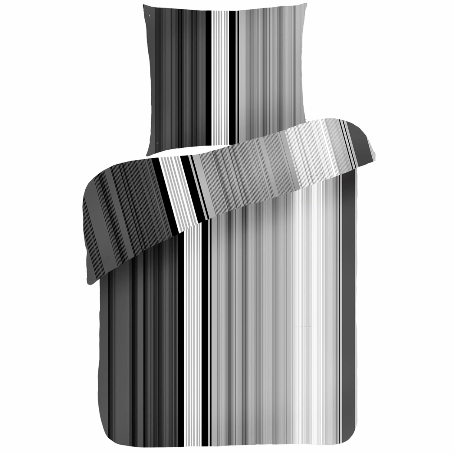 Microfaser-Bettwäsche - grau-weiß - Streifen - 135x200 cm 3 Microfaser-Bettwäsche - grau-weiß - Streifen - 135x200 cm