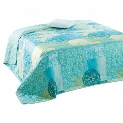 Tagesdecke - blau-grün - 220x240 cm