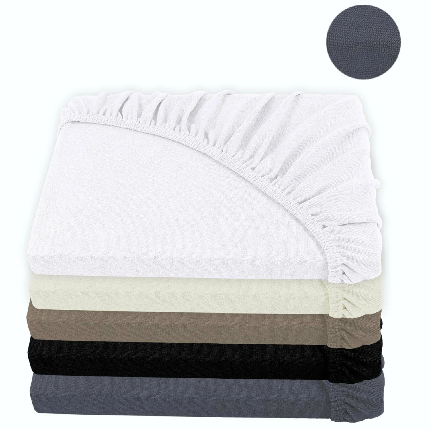 Frottee-Spannbettlaken - grau - 180x200 cm 3 Frottee-Spannbettlaken - grau - 180x200 cm