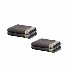 4er-Set Gästetücher - anthrazit - Baumwolle - 30x50 cm