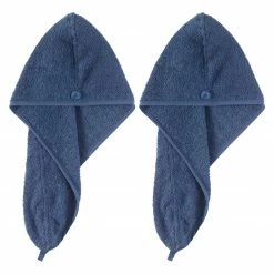2er-Set Haar-Turban - marine - Baumwolle