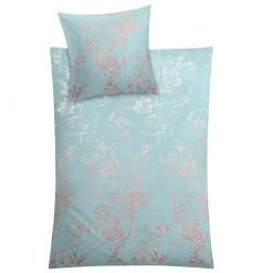 Kleine Wolke Satin-Bettwäsche - krokosblau - Pflanzen