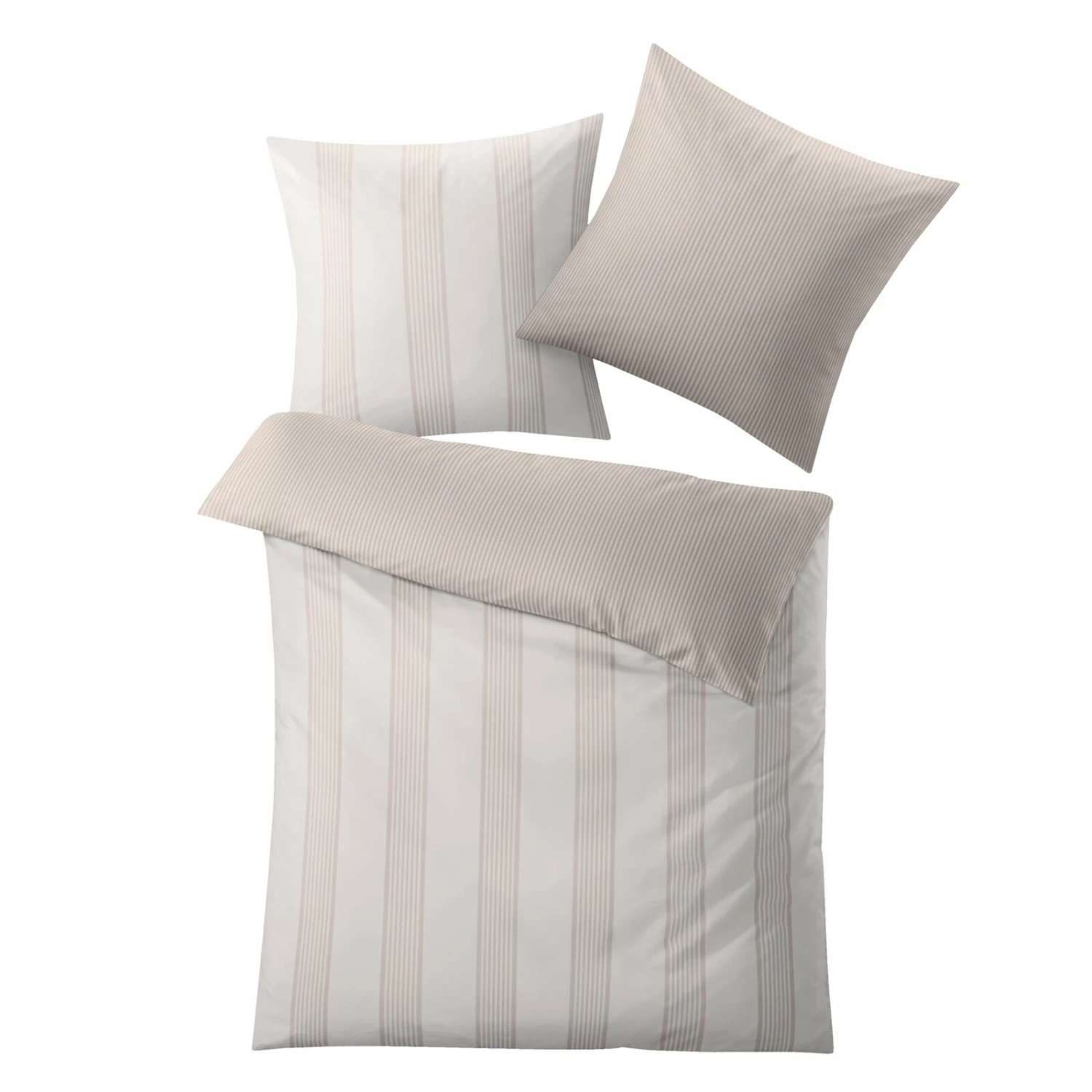 Kleine Wolke Satin-Bettwäsche - taupe - Streifen 3 Kleine Wolke Satin-Bettwäsche - taupe - Streifen