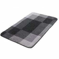 Kleine Wolke Badteppich - schiefer - Karomuster - 70x120 cm