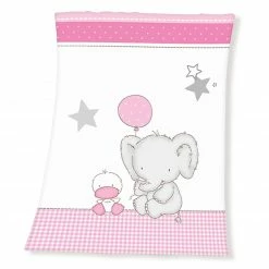Kinderdecke FYNN ELEFANT - weiß-pink - 75x100 cm
