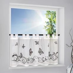 Schlaufen-Bistrogardine - weiß-schwarz - 140x50 cm -Heimtextilien Verkäufe 9001884800 1600Wx1600H