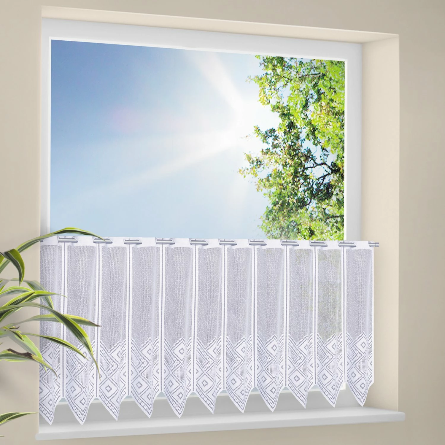 Jacquard-Bistrogardine - weiß - 137x60 cm 4 Jacquard-Bistrogardine - weiß - 137x60 cm – Bild 2