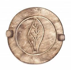 Dekoklammer - Blatt - braun - Holz