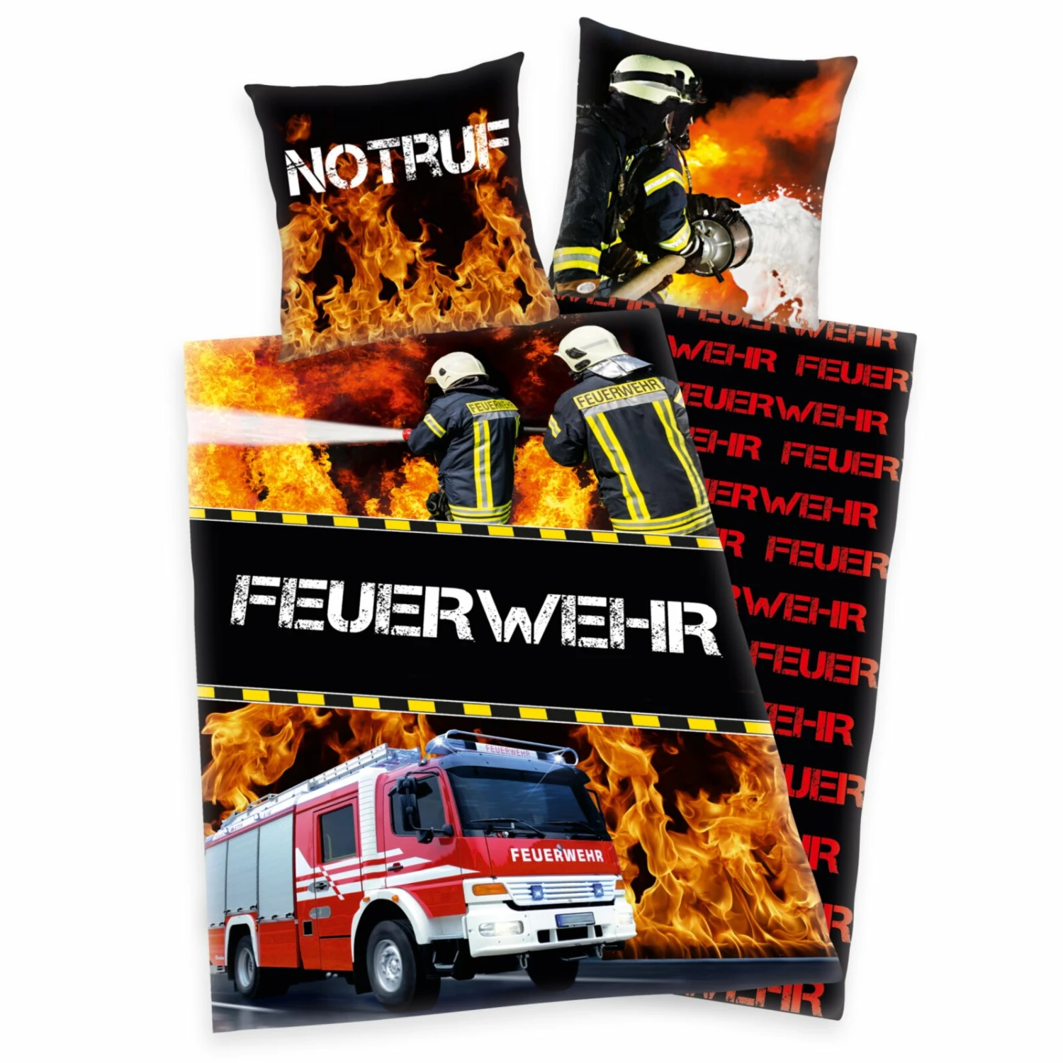 Renforcé-Bettwäsche FEUERWEHR - schwarz - 135x200 cm 3 Renforcé-Bettwäsche FEUERWEHR - schwarz - 135x200 cm