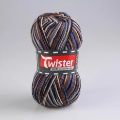 Wolle TWISTER - braun-blau - 150g