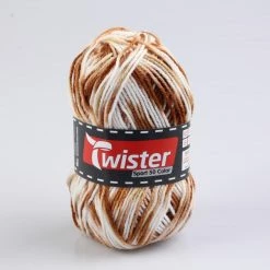 Häkelgarn TWISTER SPORT - weiß-camel-braun - 50g