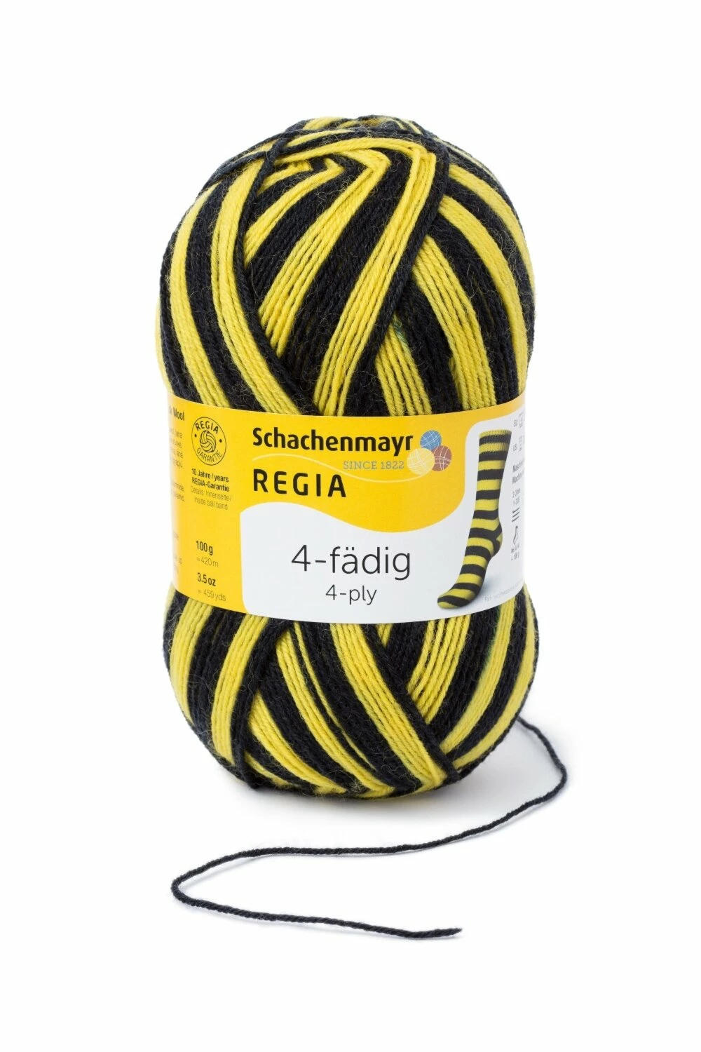 Strumpfwolle REGIA - schwarz-gelb-color - 4-fädig - 100g 3 Strumpfwolle REGIA - schwarz-gelb-color - 4-fädig - 100g