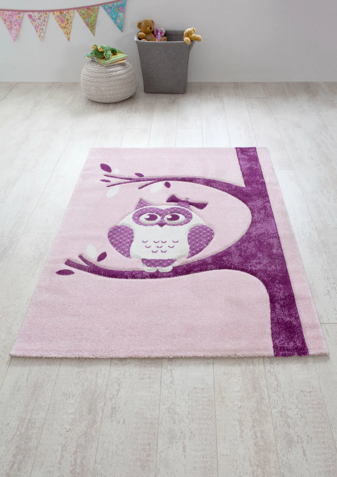 Kinderteppich - rosa - mit Eule - 120x170 cm 4 Kinderteppich - rosa - mit Eule - 120x170 cm – Bild 2
