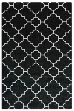 Kurzflor-Teppich - schwarz - 80x150 cm