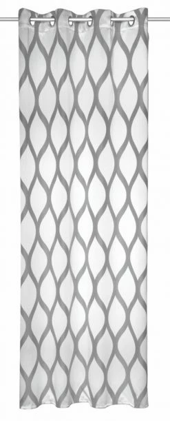 Jacquard-Ösenschal - weiß-silber - Wellen - 135x245 cm