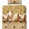 Renforce-Kinderbettwäsche HORSES - braun - 135x200 cm -Heimtextilien Verkäufe 9003491900 1600Wx1600H