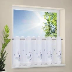 Bistrogardine - Blümchen - blau - 145x50 cm -Heimtextilien Verkäufe 9003680100 03 1600Wx1600H