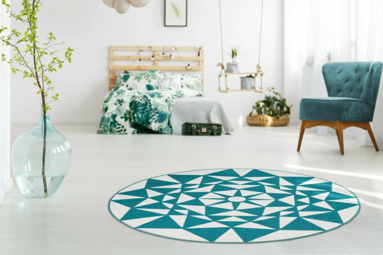 Teppich ESPERANTO 925 - weiß-türkis - ca. 120 cm 6 Teppich ESPERANTO 925 - weiß-türkis - ca. 120 cm – Bild 4