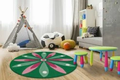 Teppich JOY 4184 - dunkelgrün-rosa - Ø 100 cm -Heimtextilien Verkäufe 9003891200 04 1600Wx1600H