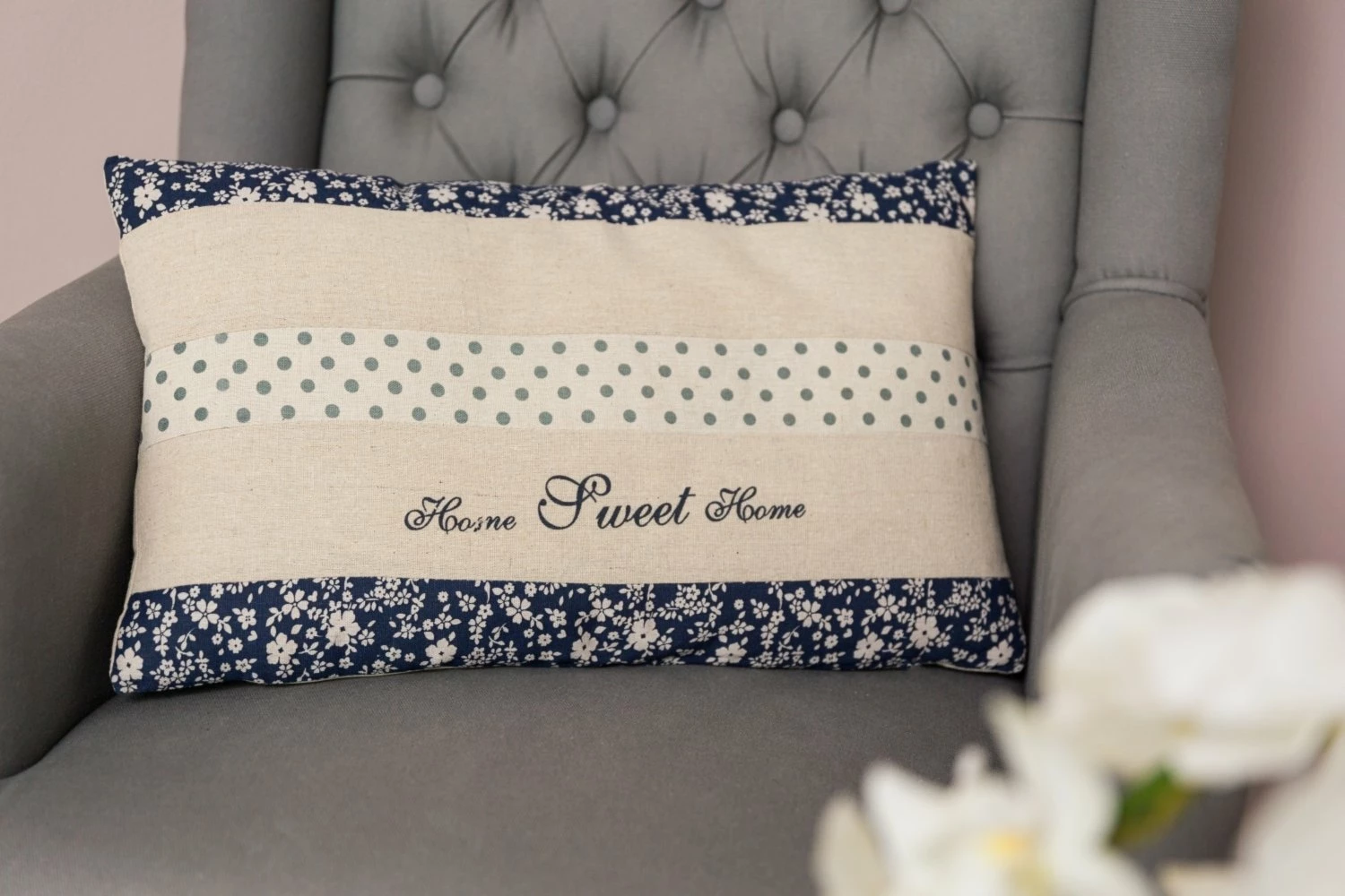 Kissen HOME SWEET HOME - beige-blau - 50x30 cm 6 Kissen HOME SWEET HOME - beige-blau - 50x30 cm – Bild 4