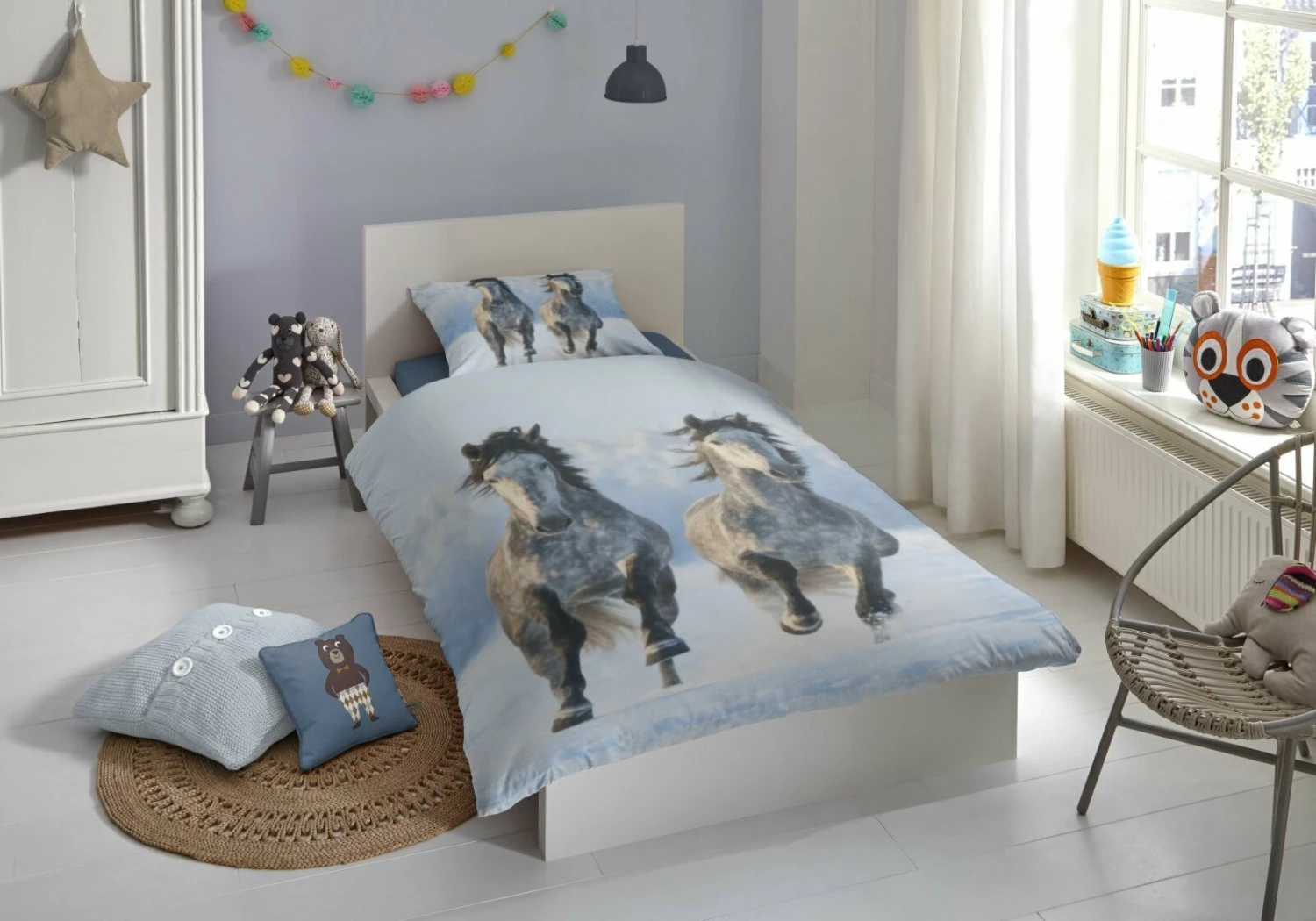 Biber-Bettwäsche - Pferde - grau - 135x200 cm 4 Biber-Bettwäsche - Pferde - grau - 135x200 cm – Bild 2