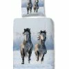 Biber-Bettwäsche - Pferde - grau - 135x200 cm -Heimtextilien Verkäufe 9003917700 1600Wx1600H
