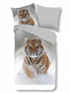 Biber-Bettwäsche - Tiger - grau - 135x200 cm