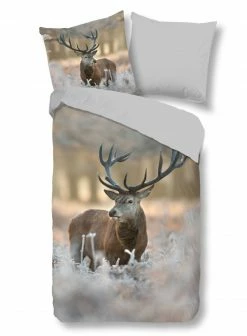 Biber-Bettwäsche Hirsch- mehrfarbig - 135x200 cm