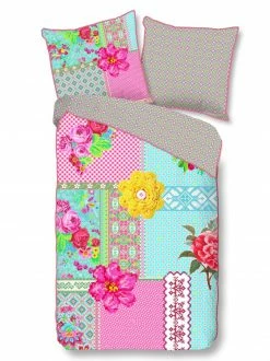 Percal-Wende-Bettwäsche - grau-pink - 155x220 cm