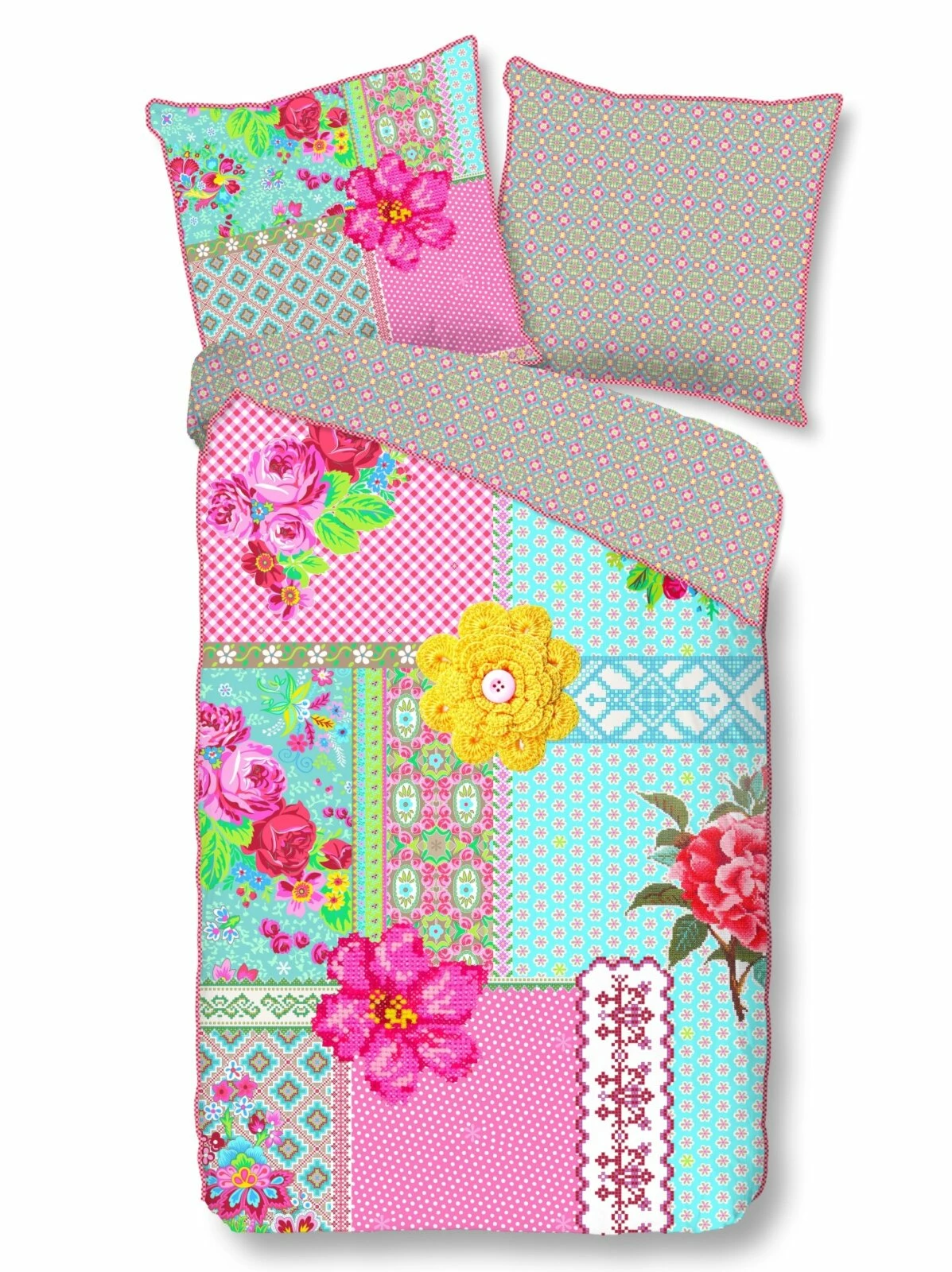 Percal-Wende-Bettwäsche - grau-pink - 155x220 cm 3 Percal-Wende-Bettwäsche - grau-pink - 155x220 cm