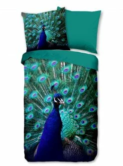 Bettwäsche - petrol - Pfau - 135x200 cm