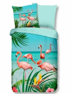 Microfaser-Bettwäsche - türkis - Flamingo - 135x200 cm